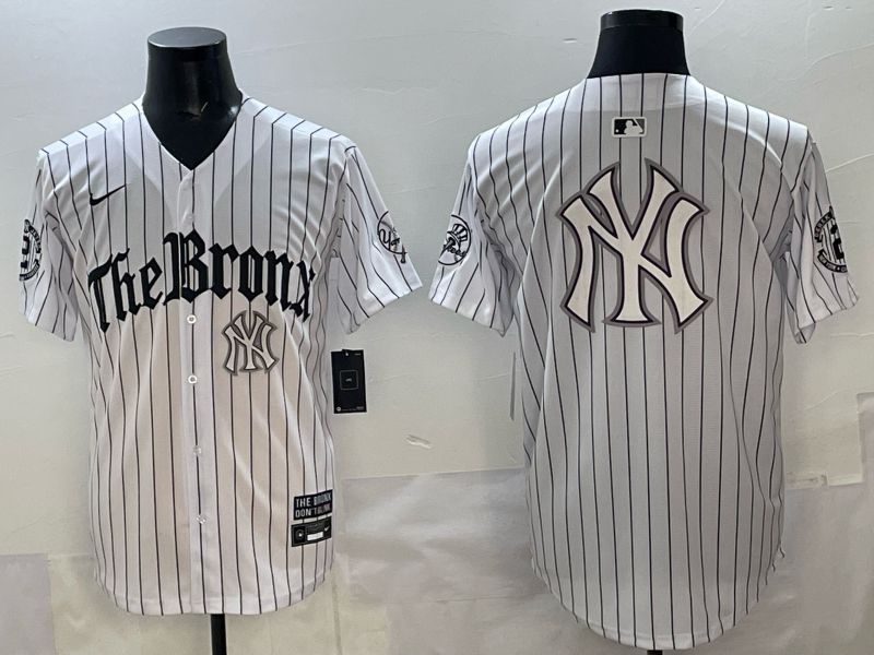 Men 2025 New York Yankees Blank White Stripe Five generations Joint Name Nike MLB Jersey style 030